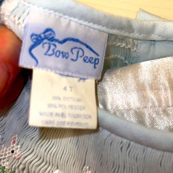 Bow Peep girls 4T smock Easter Bunnies powder blue dress. - Picture 5 of 5